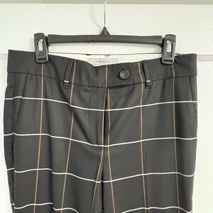 Marella trouser pants -window pane print- black with brown white stripes- size 8